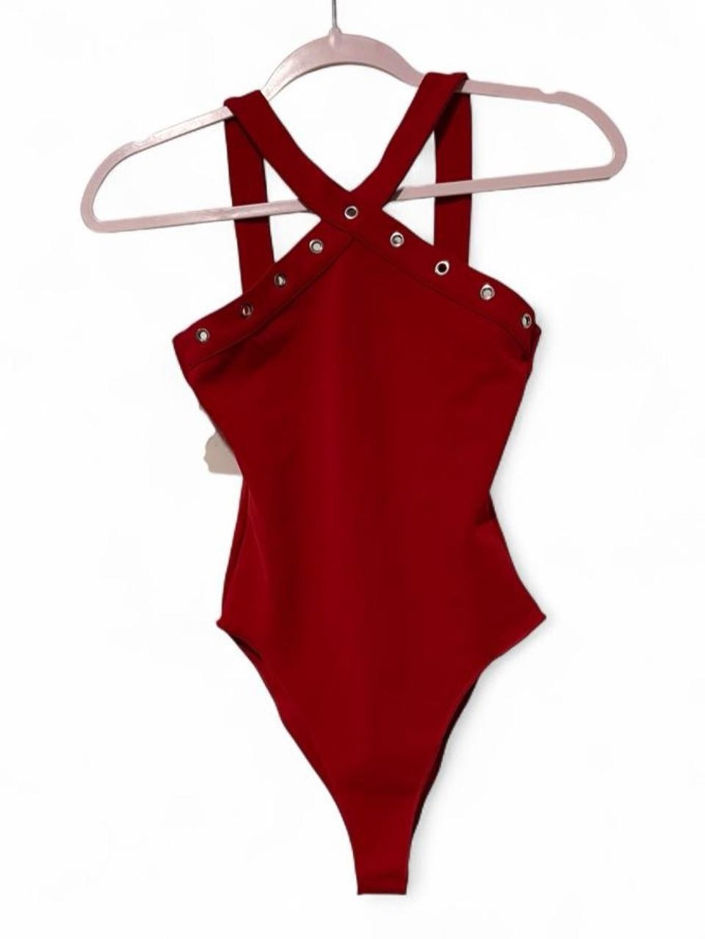 NWT Zara Red bodysuit with silver eyelets in size S